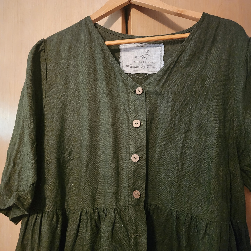 notPERFECTLINEN Green Linen Dress